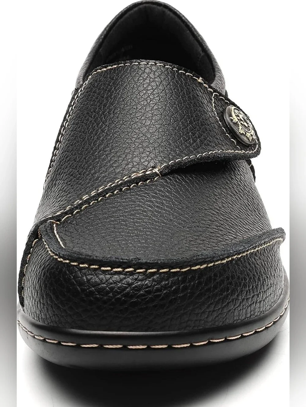 Geoeleph women's black pebbled leather casual slip-on loafers - Picture 7 of 9